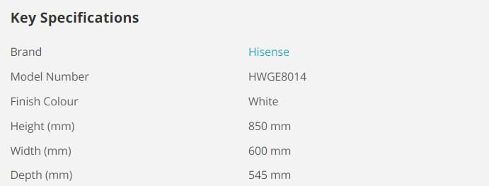 hisense hwge8014 8kg